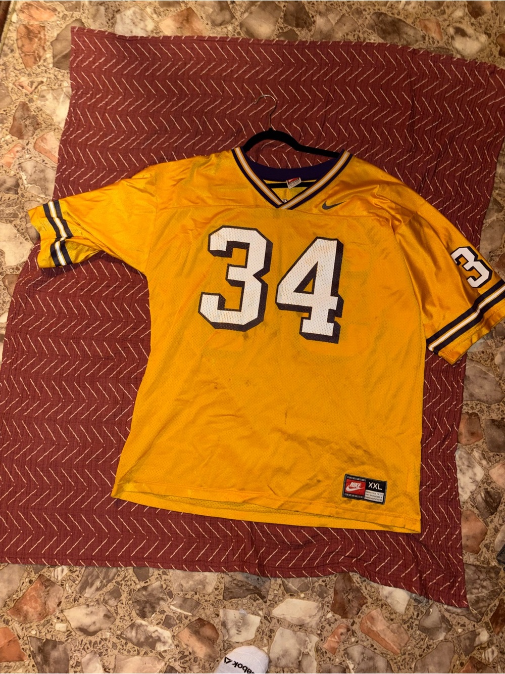 Nike Men's Yellow #34 Athletic Jersey with White Trim